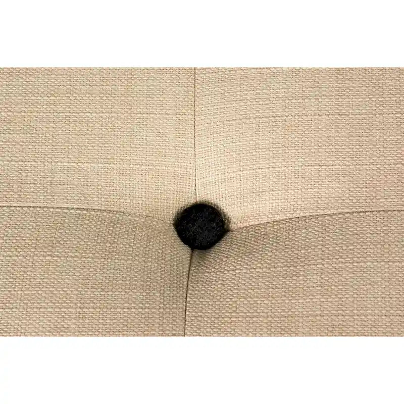 Square Button-Tufted Polyester Ottoman with Espresso Legs Sea-Mist Blue