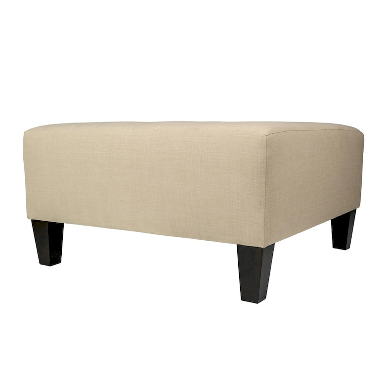 Square Button-Tufted Polyester Ottoman with Espresso Legs Sea-Mist Blue