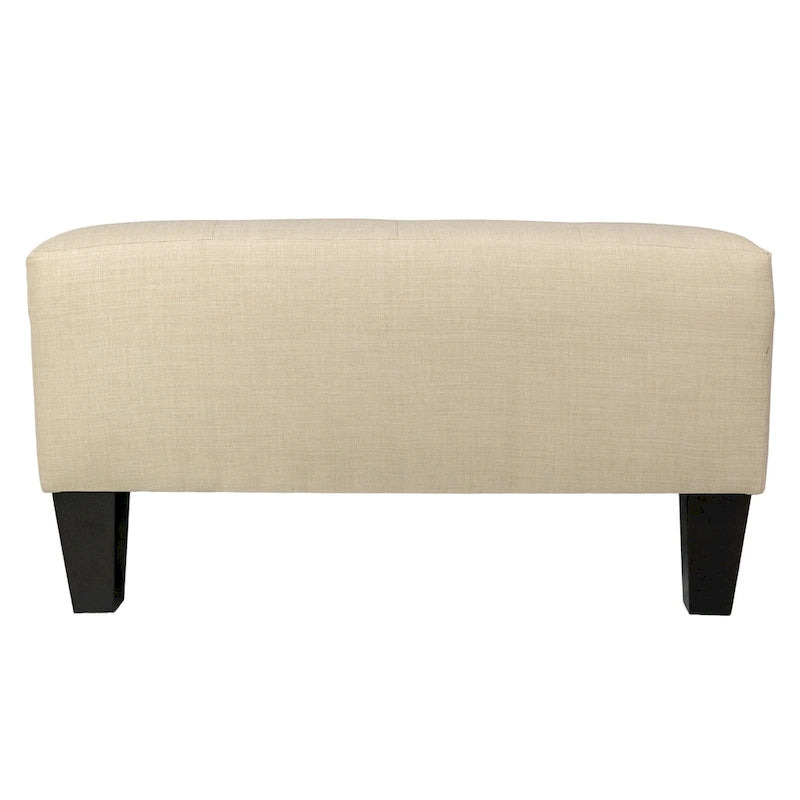 Square Button-Tufted Polyester Ottoman with Espresso Legs Sea-Mist Blue