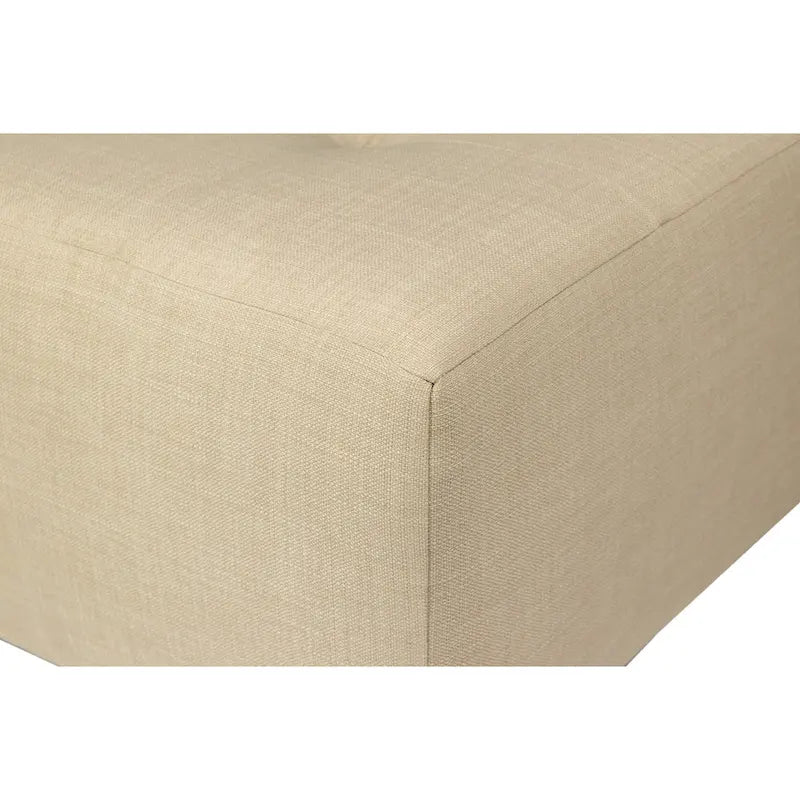 Square Button-Tufted Polyester Ottoman with Espresso Legs Sea-Mist Blue