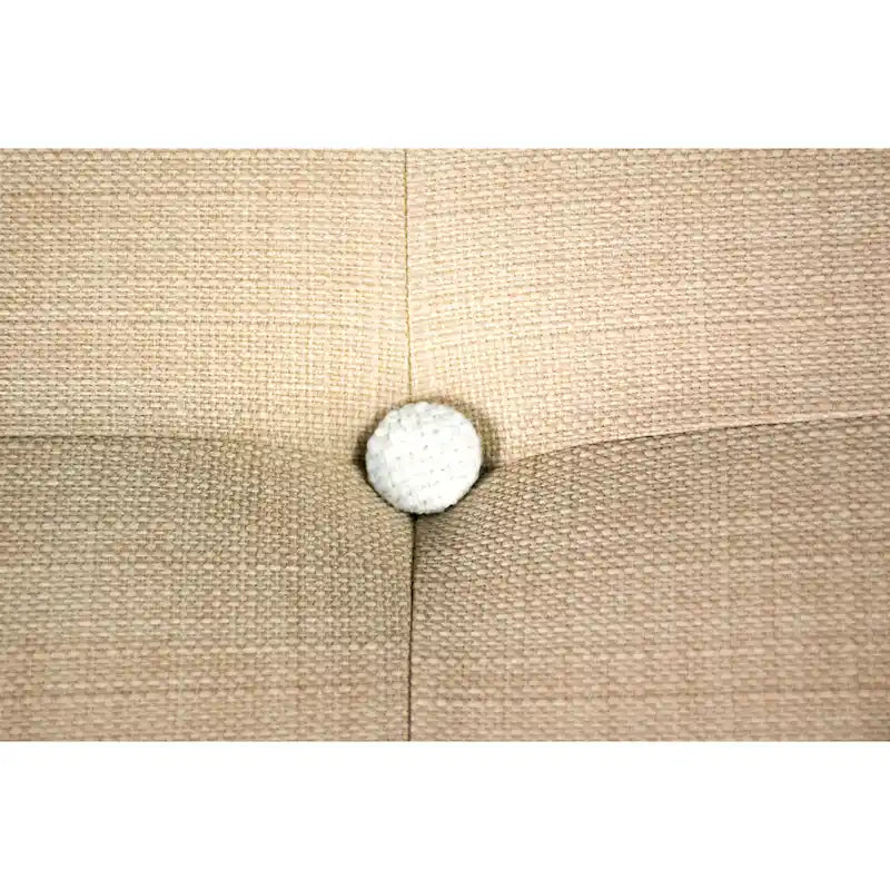Square Button-Tufted Polyester Ottoman with Espresso Legs Sea-Mist Blue
