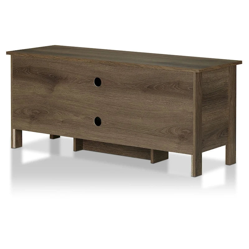48 Inch Distressed Walnut TV Console with 6 Shelves and 2 Cabinet Doors