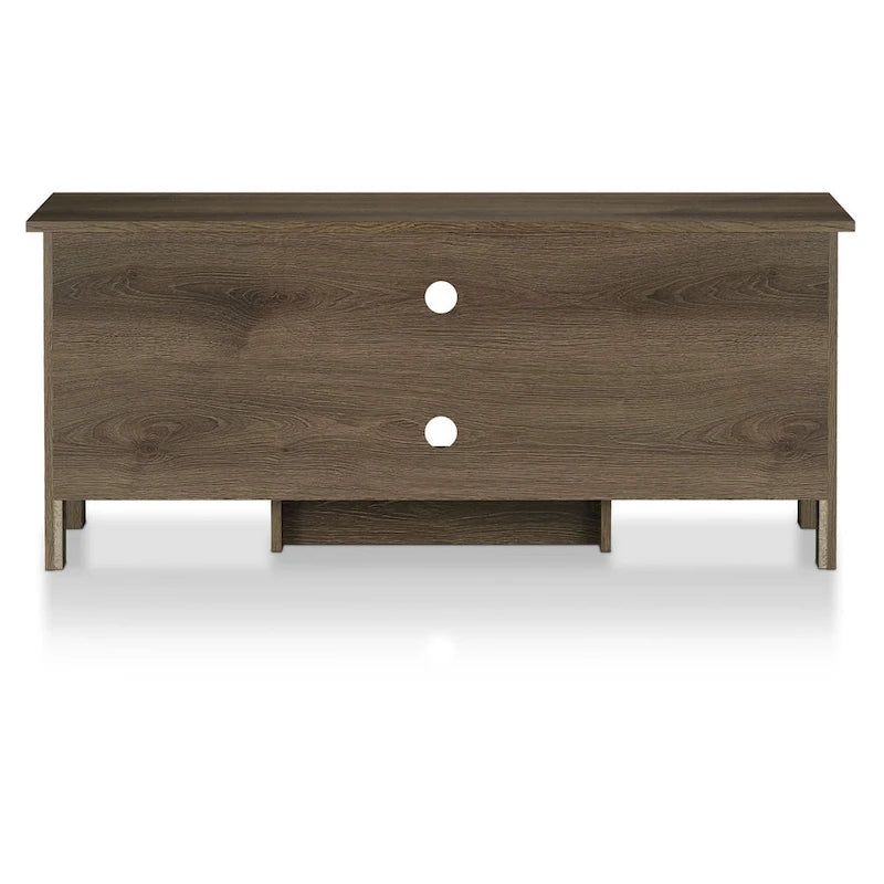 48 Inch Distressed Walnut TV Console with 6 Shelves and 2 Cabinet Doors