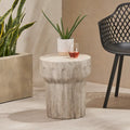 Round Lightweight Concrete Accent Side Table 15.75x18 Inch Indoor Outdoor