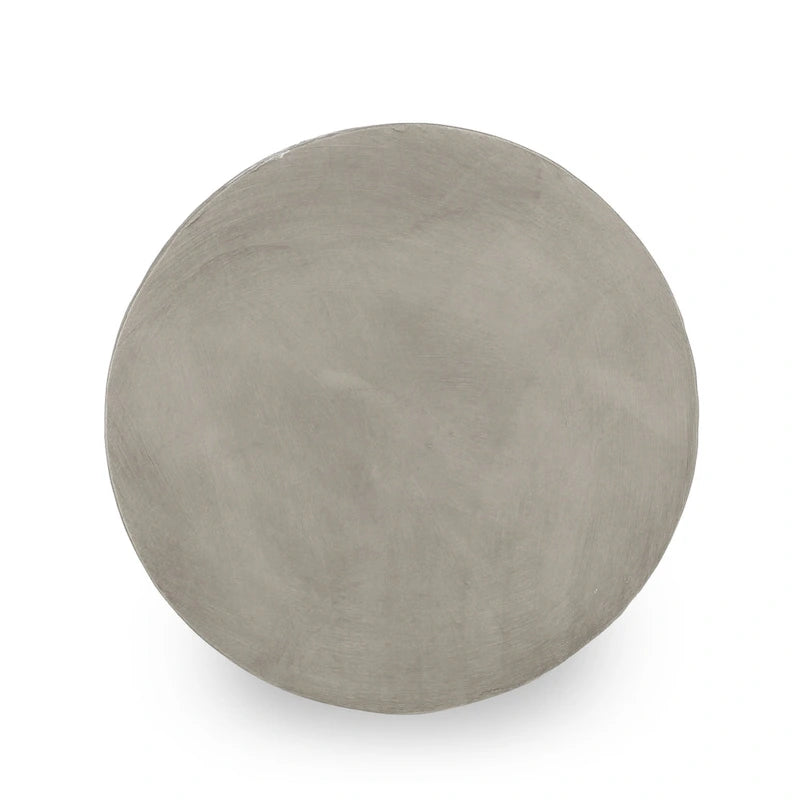 Round Lightweight Concrete Accent Side Table 15.75x18 Inch Indoor Outdoor