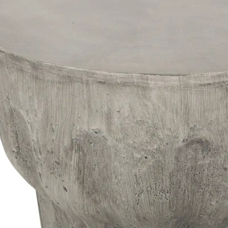 Round Lightweight Concrete Accent Side Table 15.75x18 Inch Indoor Outdoor