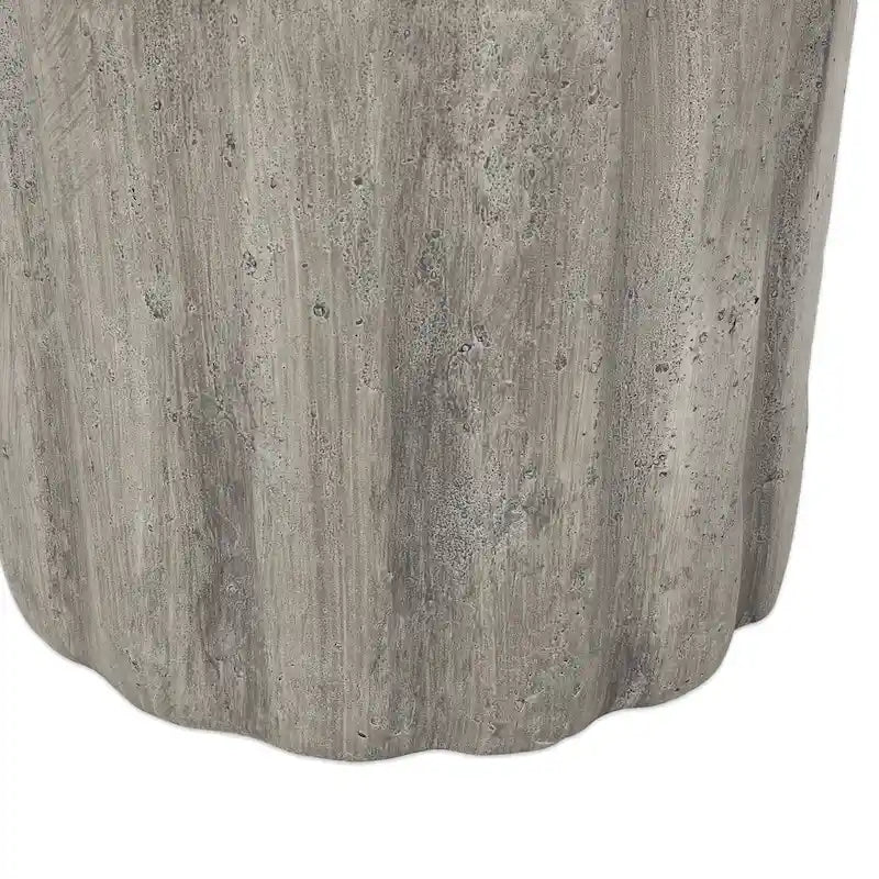 Round Lightweight Concrete Accent Side Table 15.75x18 Inch Indoor Outdoor