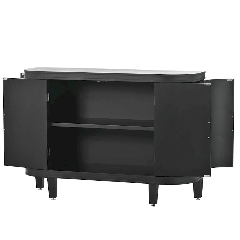 Sideboard Cabinet with Retro Carved Doors Iron Handles and 2-Inch Thick Top 47 Inch