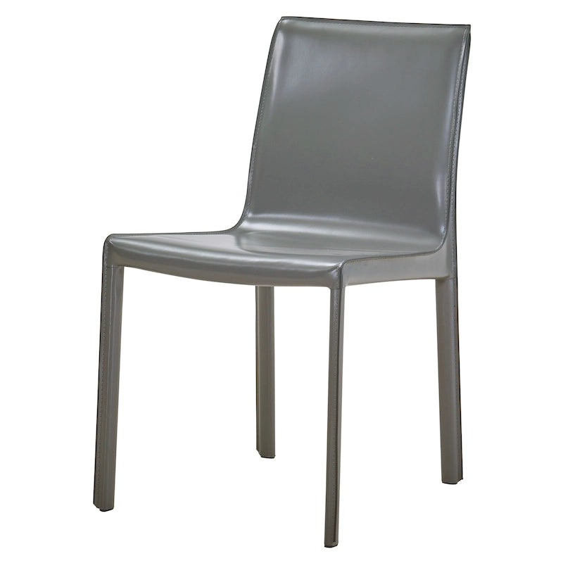 Recycled Leather Dining Chair with Steel Frame Set of 2