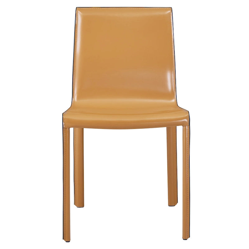 Recycled Leather Dining Chair with Steel Frame Set of 2