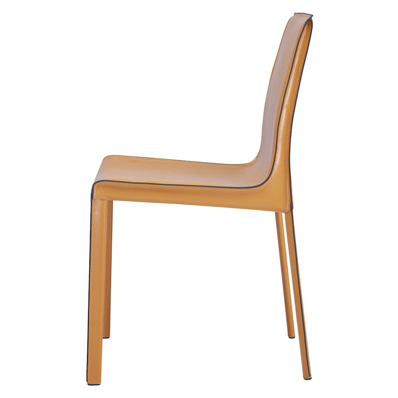 Recycled Leather Dining Chair with Steel Frame Set of 2
