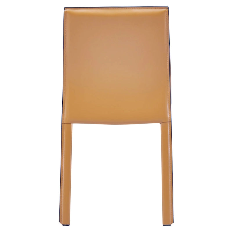 Recycled Leather Dining Chair with Steel Frame Set of 2