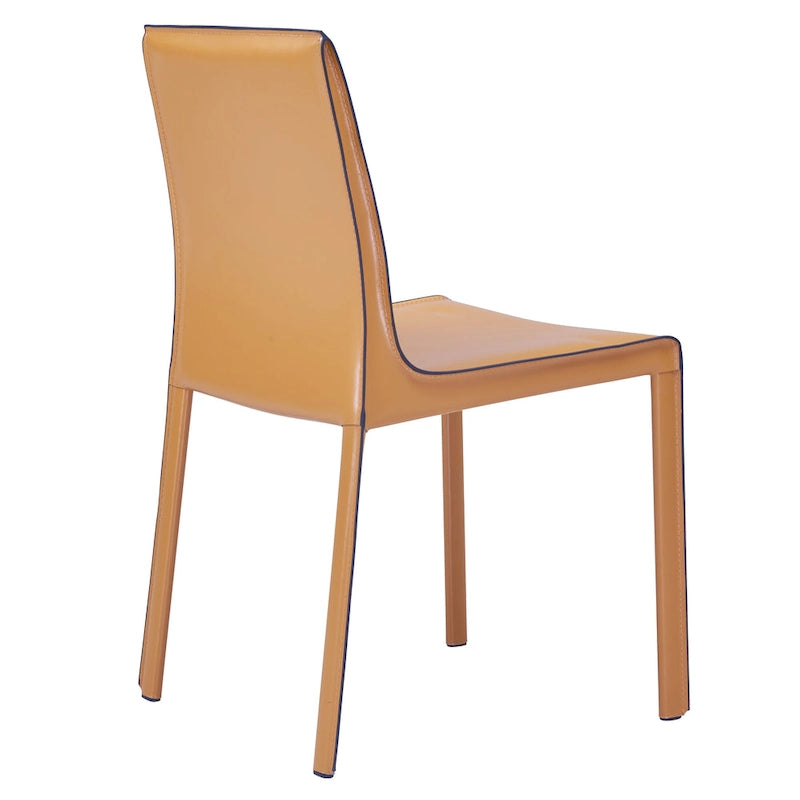 Recycled Leather Dining Chair with Steel Frame Set of 2