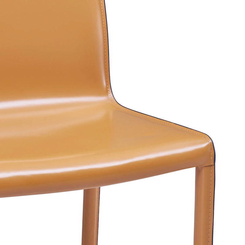 Recycled Leather Dining Chair with Steel Frame Set of 2