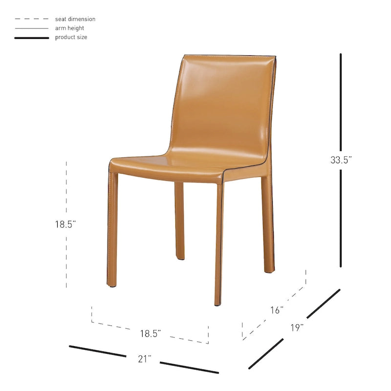 Recycled Leather Dining Chair with Steel Frame Set of 2