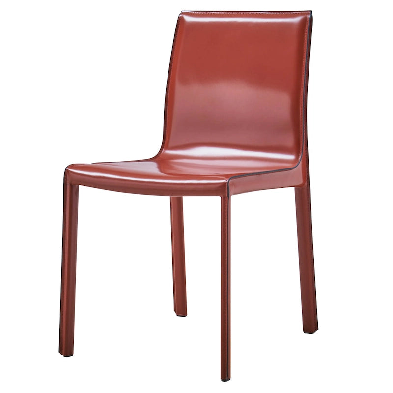 Recycled Leather Dining Chair with Steel Frame Set of 2