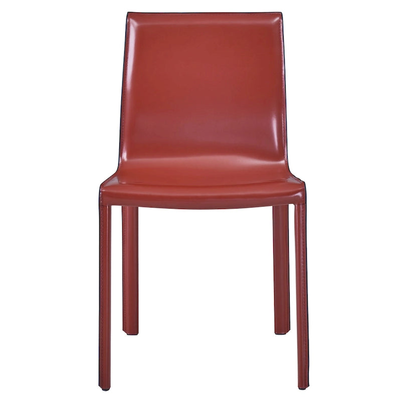 Recycled Leather Dining Chair with Steel Frame Set of 2