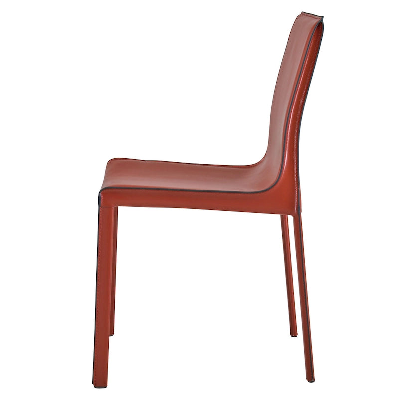 Recycled Leather Dining Chair with Steel Frame Set of 2