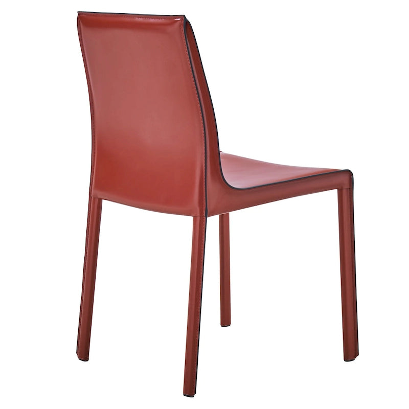 Recycled Leather Dining Chair with Steel Frame Set of 2