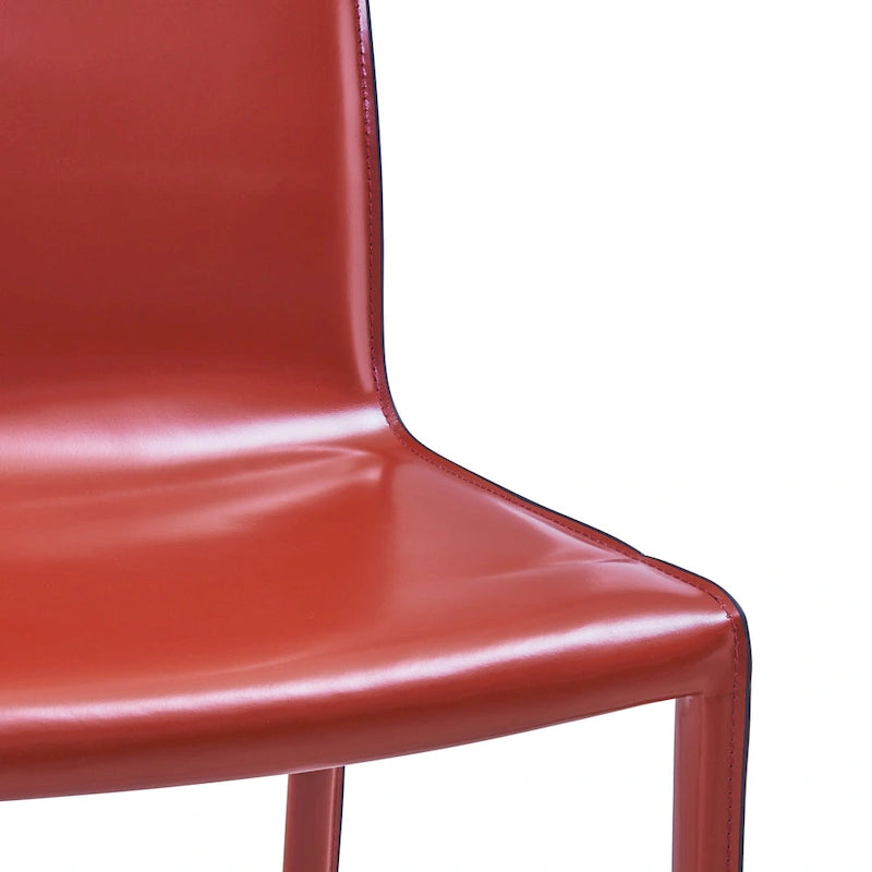 Recycled Leather Dining Chair with Steel Frame Set of 2