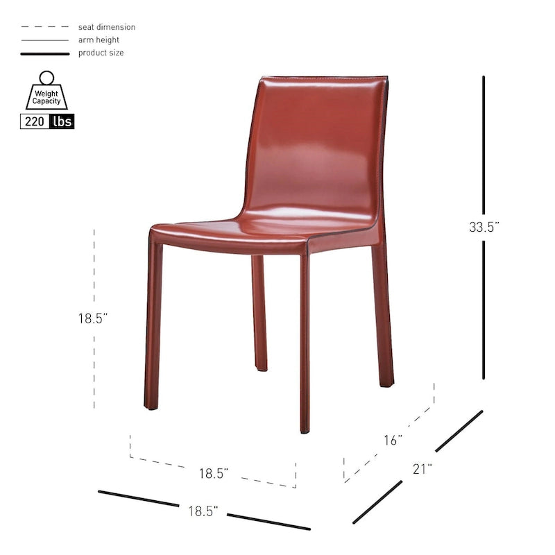 Recycled Leather Dining Chair with Steel Frame Set of 2