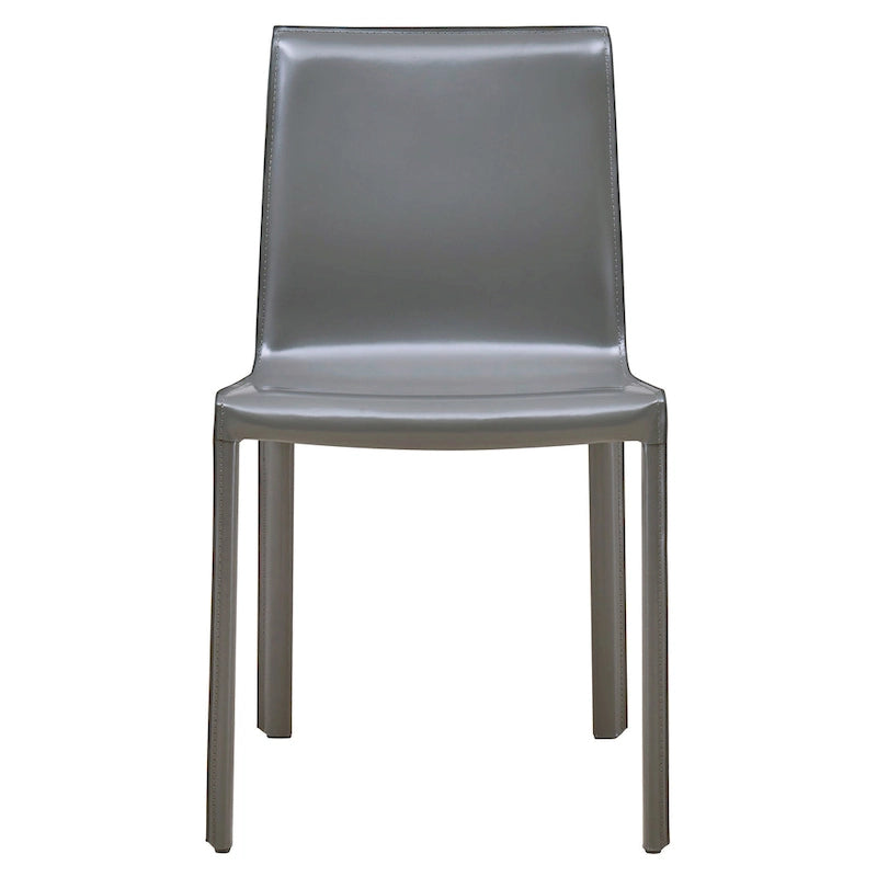 Recycled Leather Dining Chair with Steel Frame Set of 2