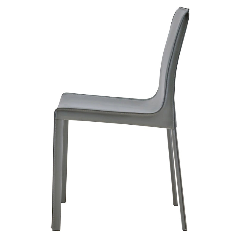 Recycled Leather Dining Chair with Steel Frame Set of 2