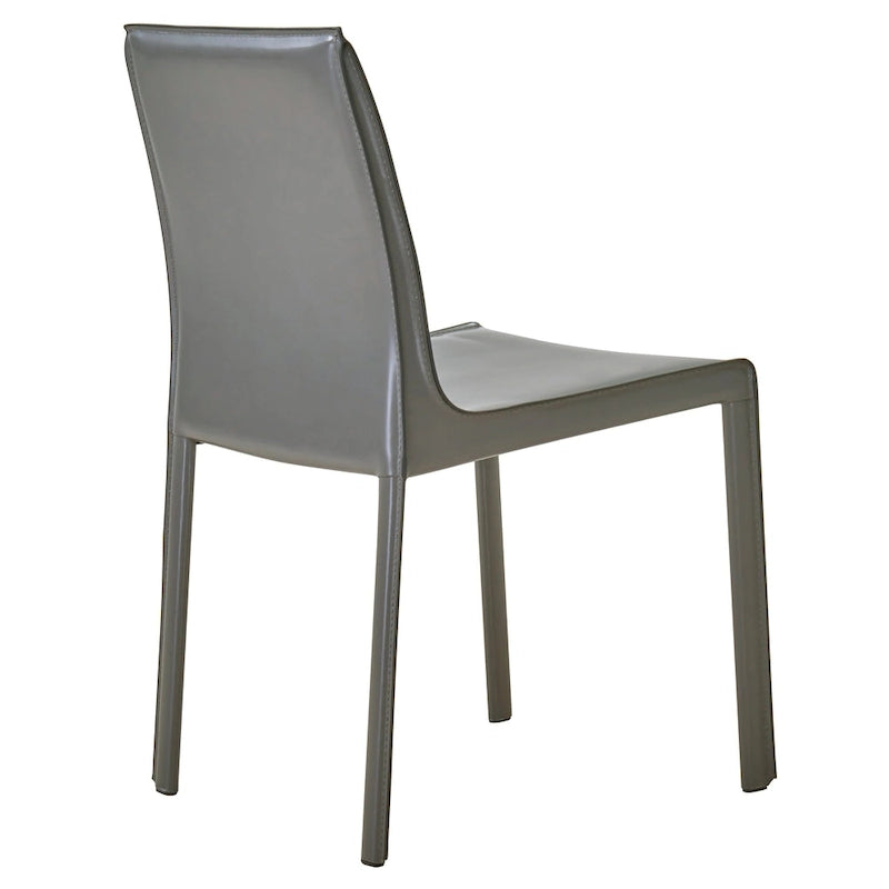 Recycled Leather Dining Chair with Steel Frame Set of 2