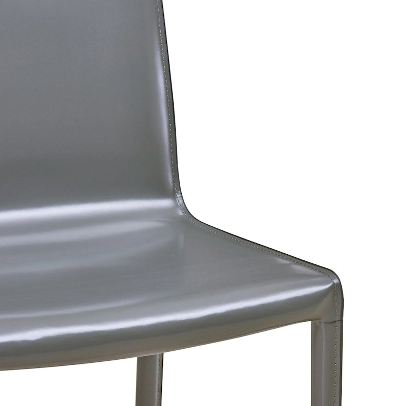 Recycled Leather Dining Chair with Steel Frame Set of 2