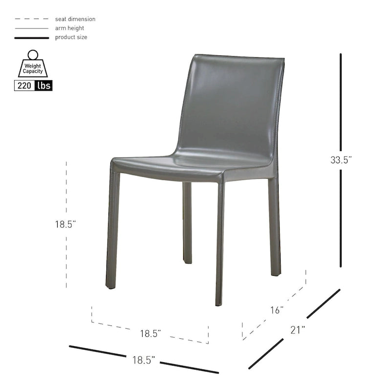 Recycled Leather Dining Chair with Steel Frame Set of 2