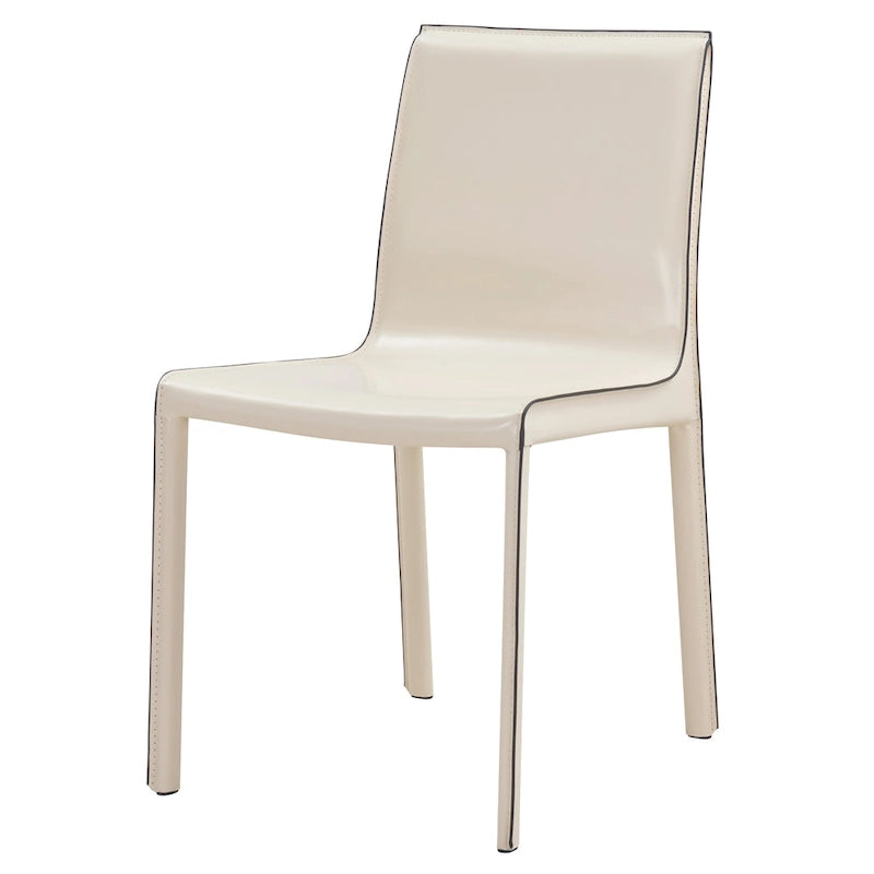 Recycled Leather Dining Chair with Steel Frame Set of 2
