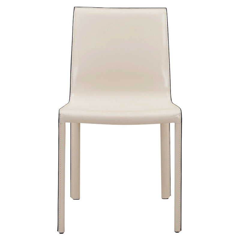 Recycled Leather Dining Chair with Steel Frame Set of 2