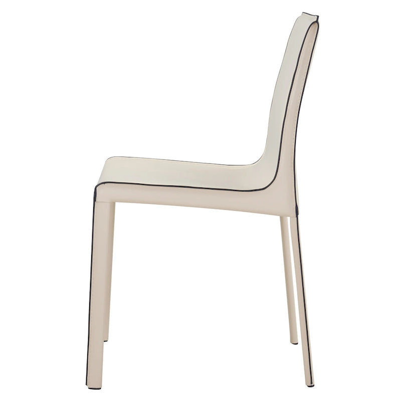 Recycled Leather Dining Chair with Steel Frame Set of 2