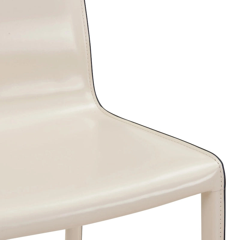 Recycled Leather Dining Chair with Steel Frame Set of 2