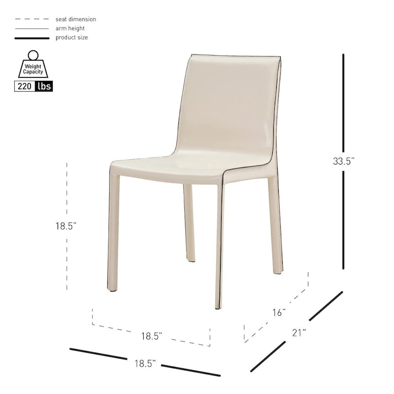 Recycled Leather Dining Chair with Steel Frame Set of 2