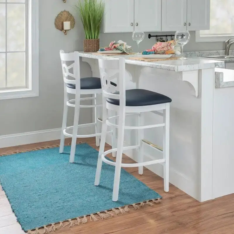 Solid Beechwood Bar Stool Set of 2 White
