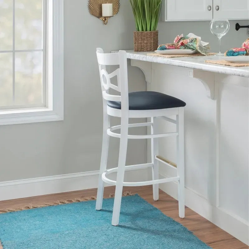 Solid Beechwood Bar Stool Set of 2 White