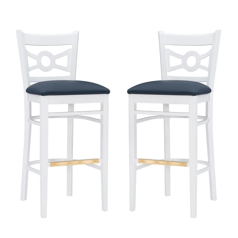 Solid Beechwood Bar Stool Set of 2 White