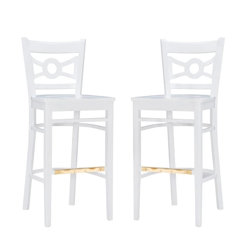 Solid Beechwood Bar Stool Set of 2 White