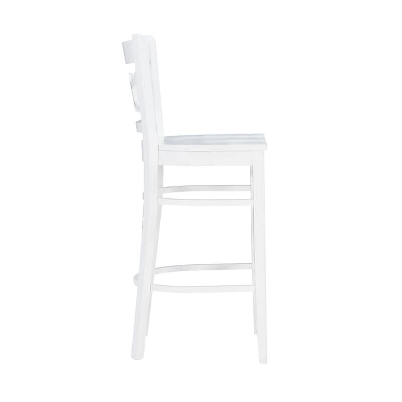 Solid Beechwood Bar Stool Set of 2 White