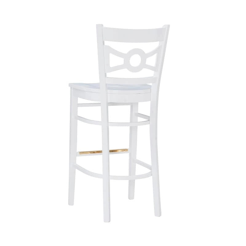 Solid Beechwood Bar Stool Set of 2 White