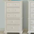 Tall Lingerie Chest of Drawers in Oyster White with Wood Knob Hardware
