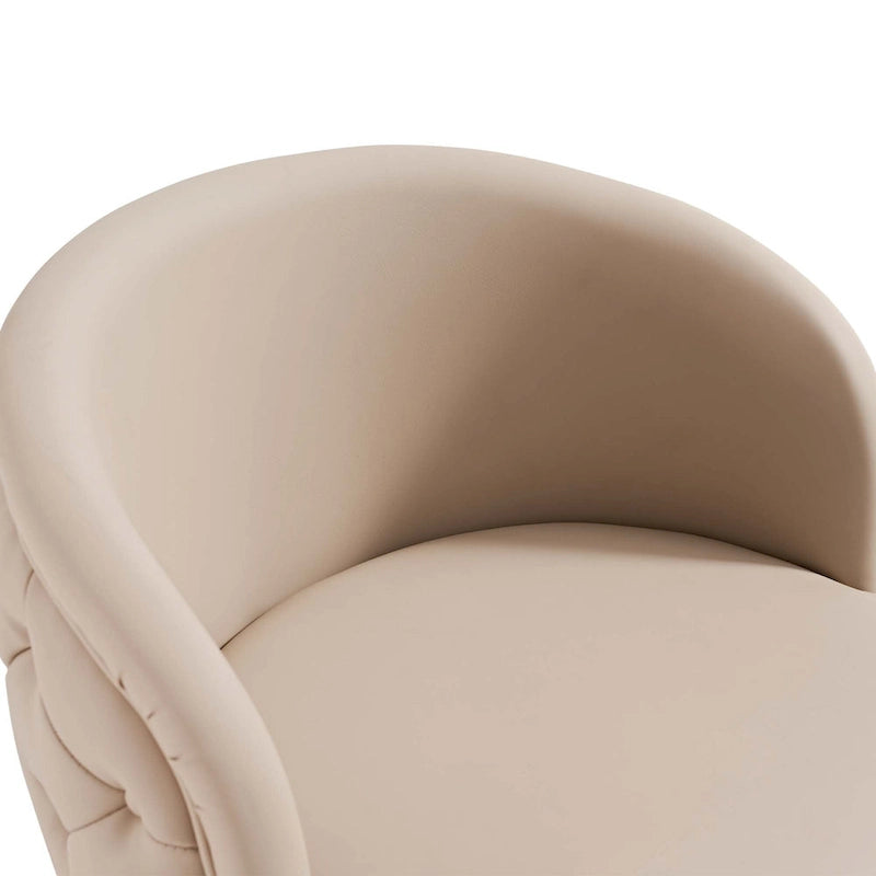 Adjustable Height Swivel Bar Stool in Khaki PU Leather with Gold Hardware