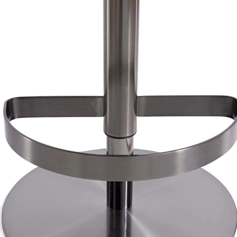 Adjustable Height Swivel Bar Stool in Khaki PU Leather with Gold Hardware