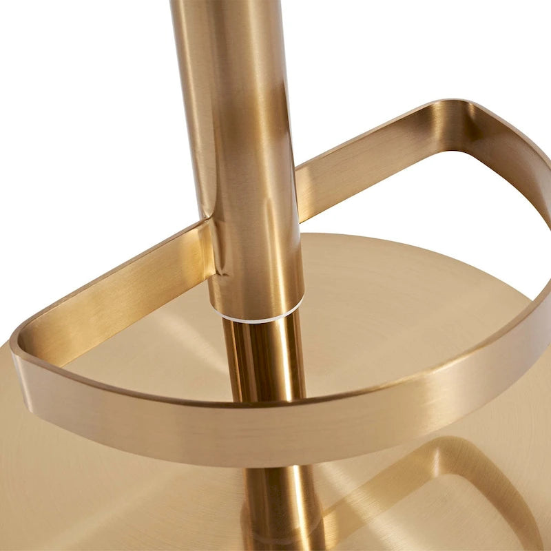 Adjustable Height Swivel Bar Stool in Khaki PU Leather with Gold Hardware