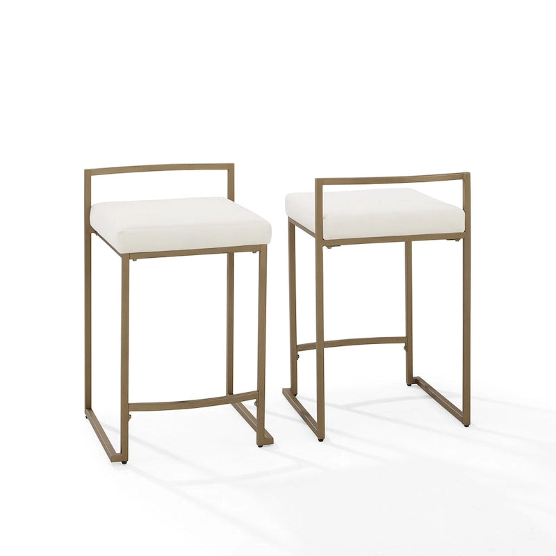 Velvet Counter Stool Set of 2 with Gold Steel Frame