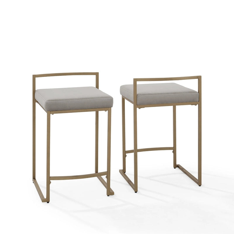 Velvet Counter Stool Set of 2 with Gold Steel Frame