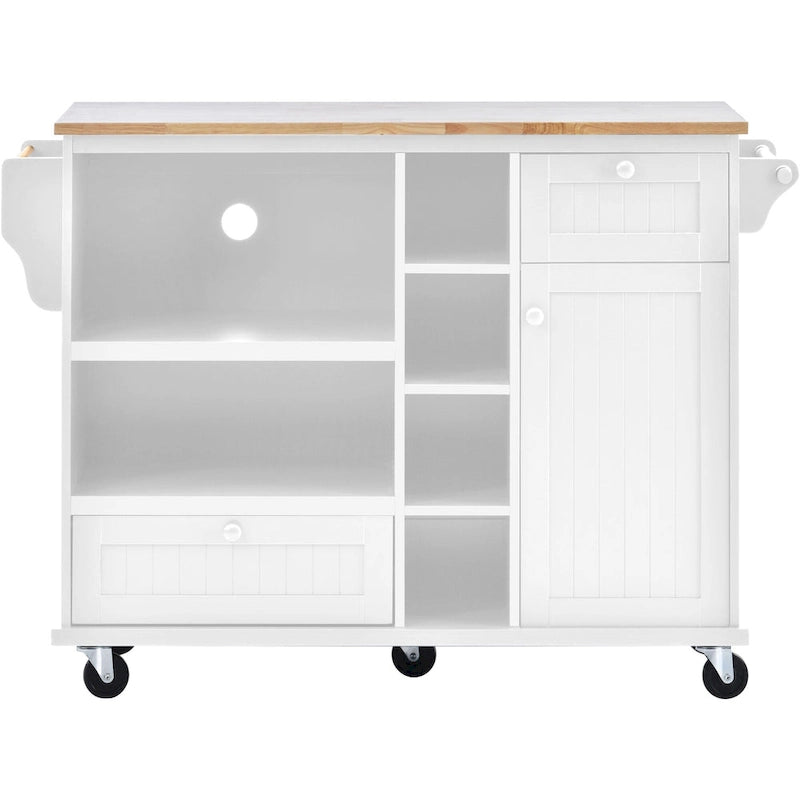 Kitchen Island Cart Solid Wood Top with Locking Wheels