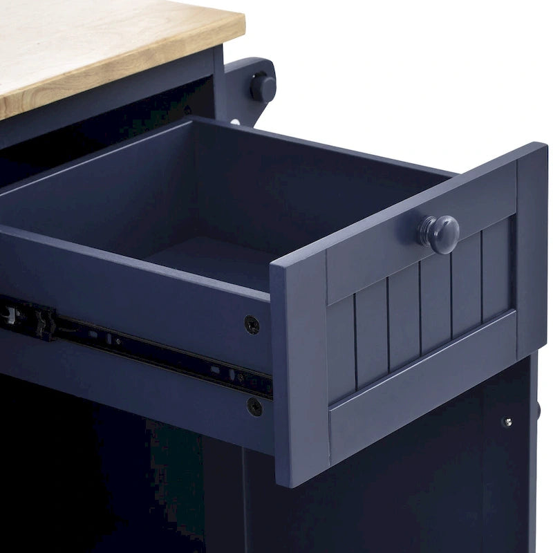 Kitchen Island Cart Solid Wood Top with Locking Wheels