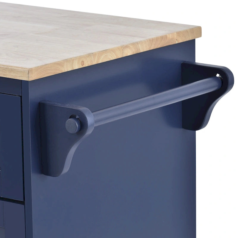 Kitchen Island Cart Solid Wood Top with Locking Wheels